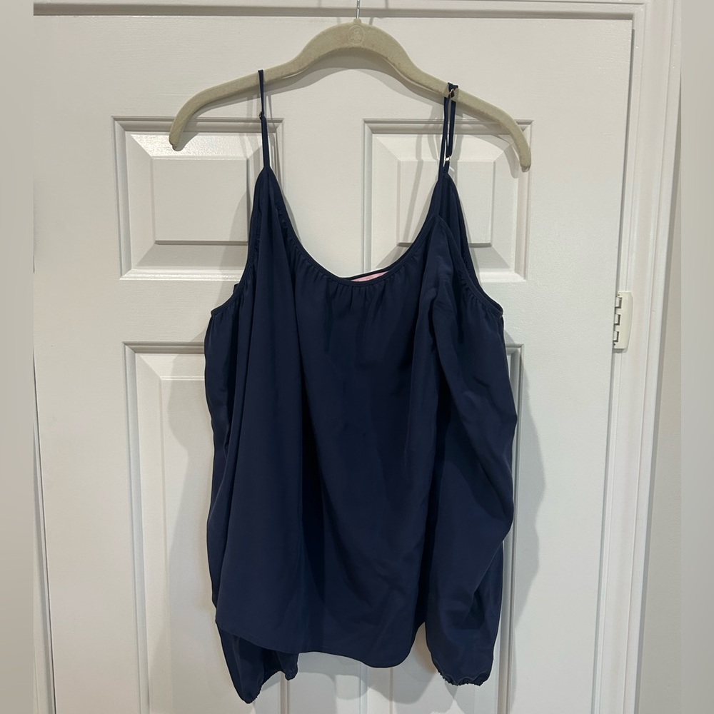 Lilly Pulitzer Navy Cold Shoulder Top--Size M